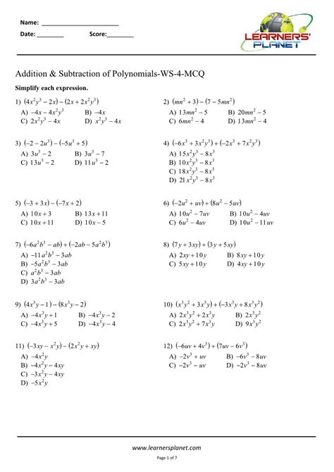 algebraic expression examples grade 8
