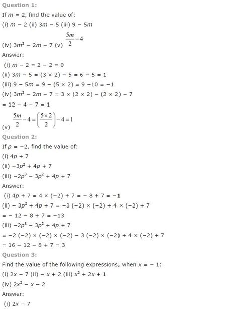 algebraic expressions exercise 12.3