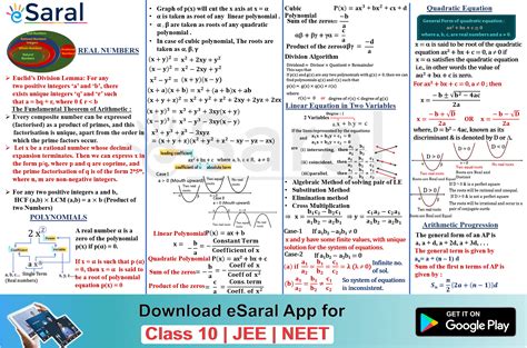 all formulas of maths class 10 chapter 1