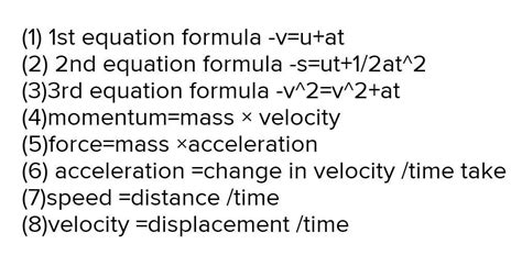 all formulas of motion class 9