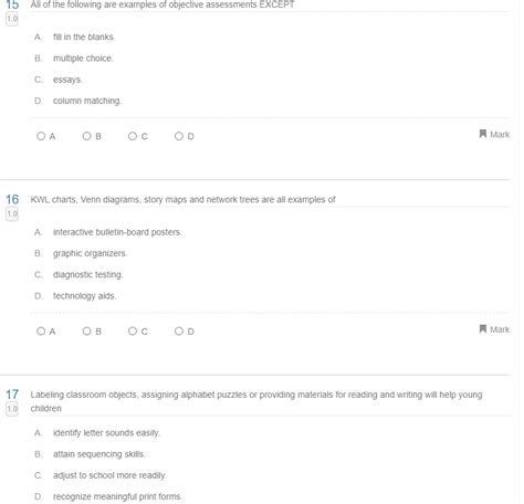 all of the following are examples of objective assessments except