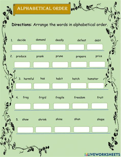 alphabetical order worksheet for class 4 with answers