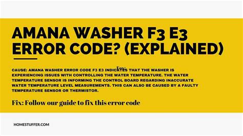 amana washer f3 error code