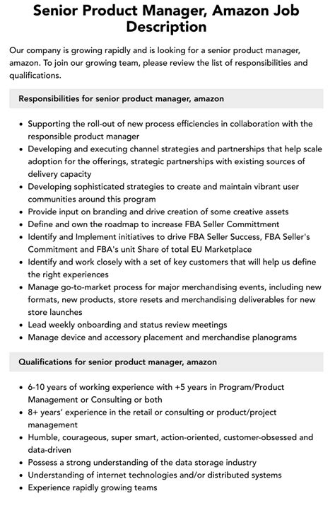 amazon program manager job description
