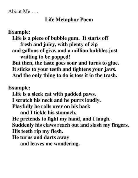 an example of metaphor in poetry