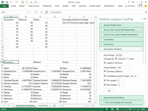 analysis toolpak descriptive statistics