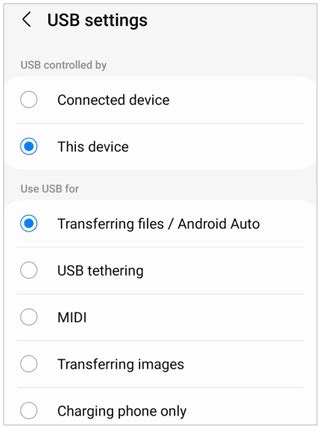 android access internal storage via usb