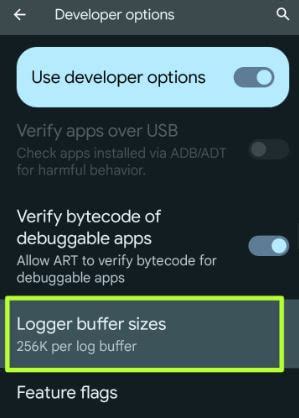 android increase log buffer size