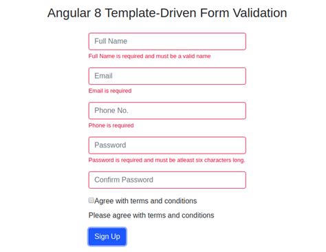angular form template validation