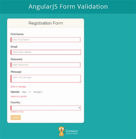angular registration form with validation example