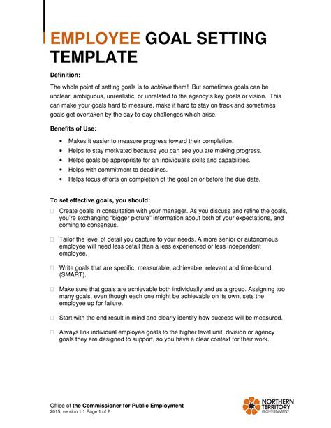 annual goal setting examples for work
