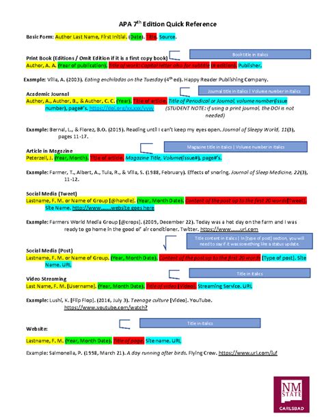 apa 7th edition reference list guide