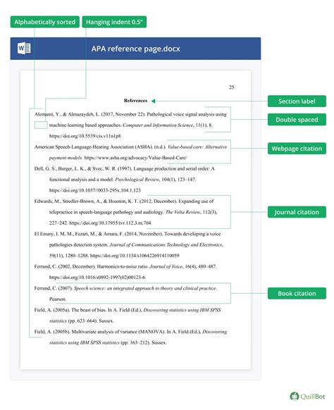 apa citation example references page
