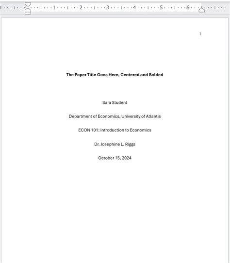 apa format example front page