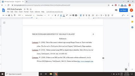 apa reference format google docs