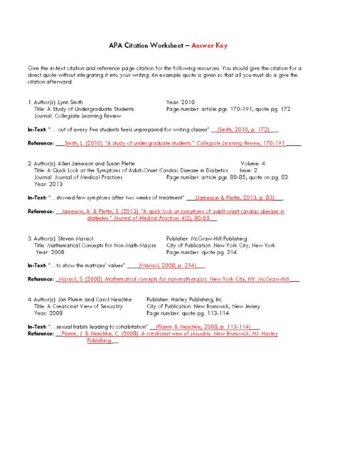apa style references formatting activity answers