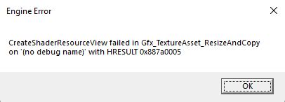 apex engine error createtexture2d failed