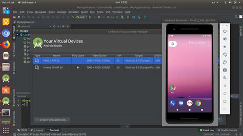 app keeps stopping android studio emulator