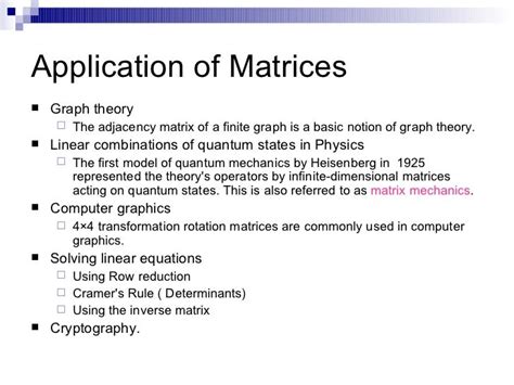 application of matrices in machine learning ppt
