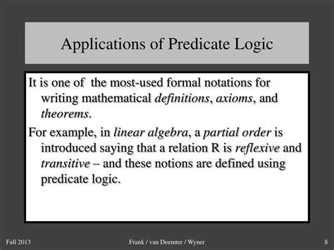 application of predicate logic