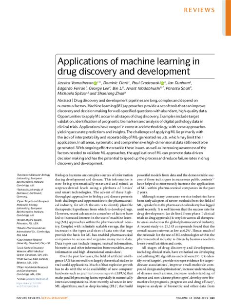 applications of machine learning in drug discovery and development pdf
