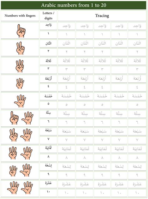 Arabic Numerals Chart