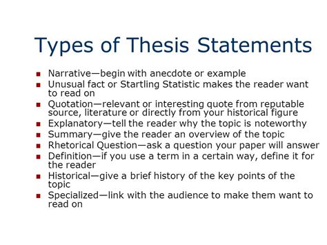are there different types of thesis statements