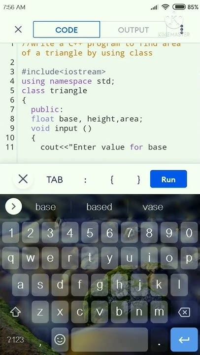 area of triangle program in c++ using class