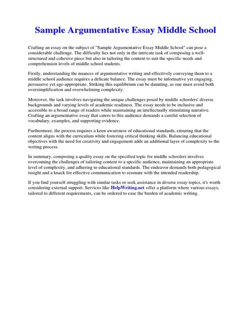 argumentative essay sample for middle school