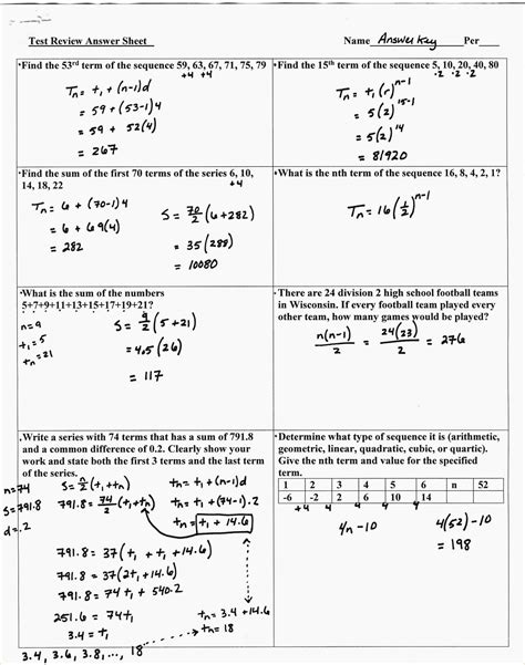 arithmetic sequence questions and answers