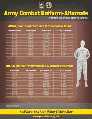 Army Combat Uniform Size Chart