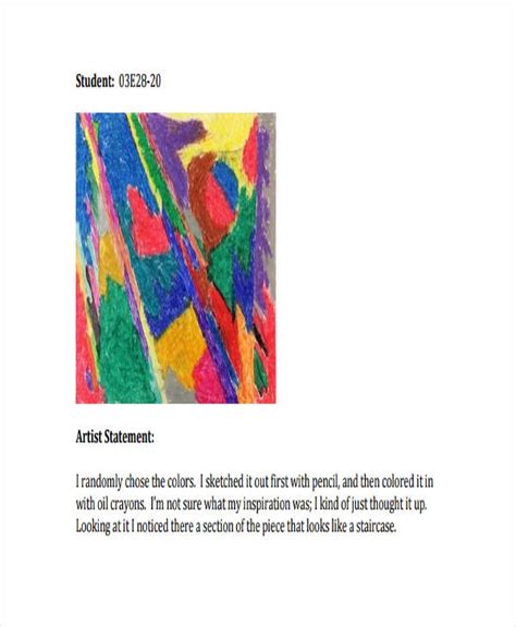 art description example for students