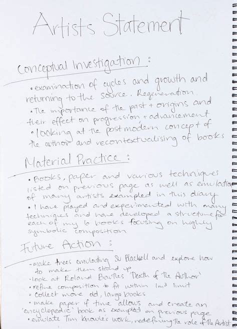 art gcse statement of intent examples
