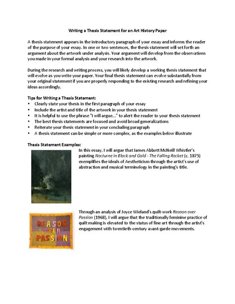 art history thesis statement examples