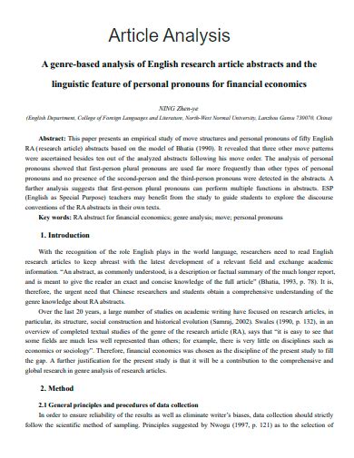 article analysis example essay
