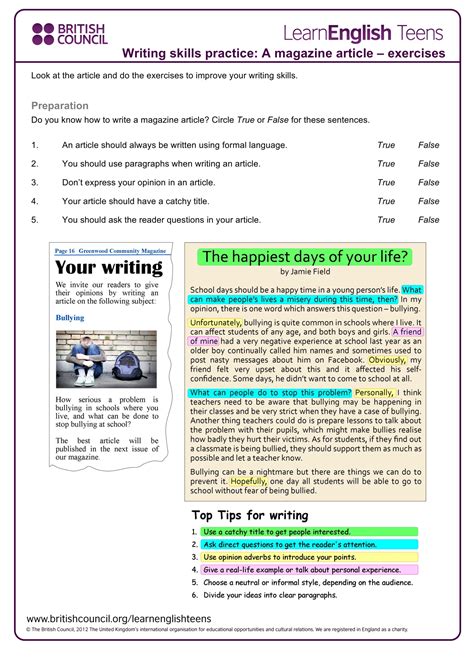 article format example for college students