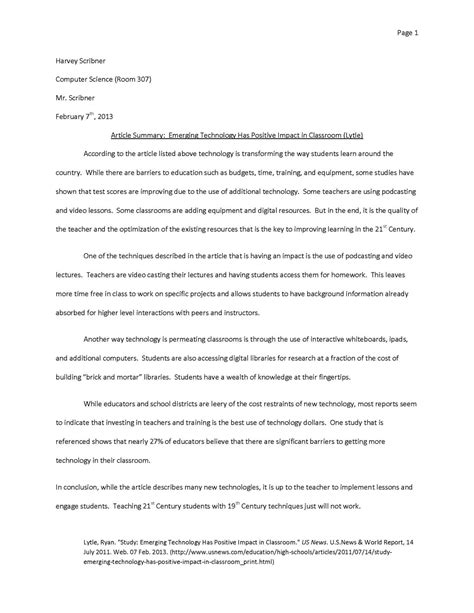 article summary mla format