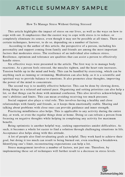 article summary sample