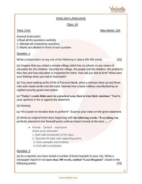 article writing examples for class 11 isc