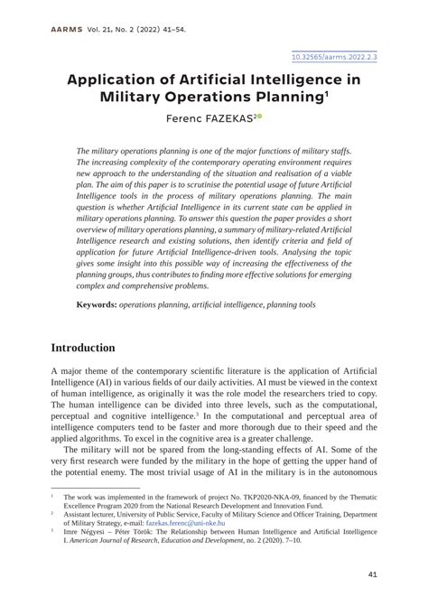 artificial intelligence in military applications pdf