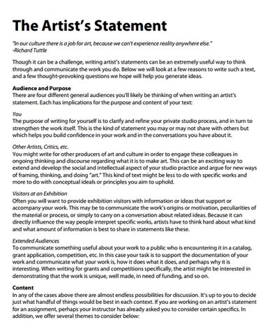 artist statement examples pdf