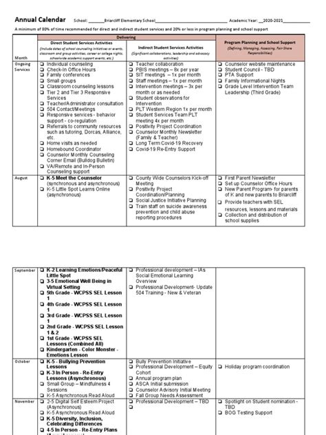 Asca Annual Calendar Template