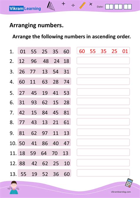 ascending order example in maths class 7
