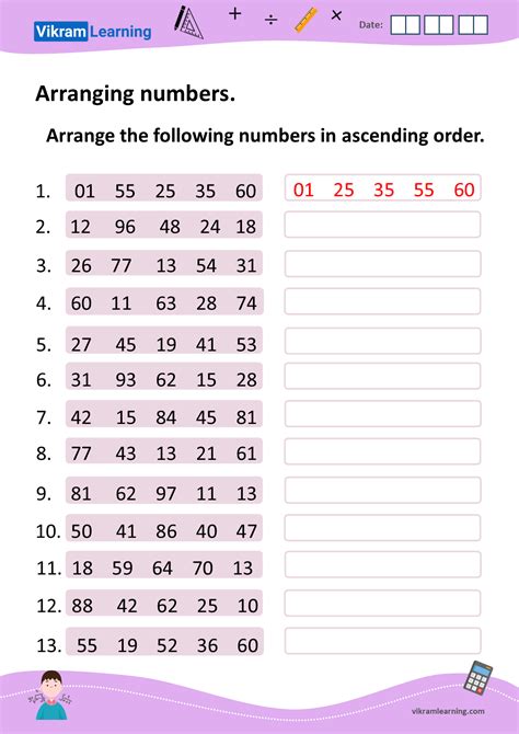 ascending order example in maths grade 7