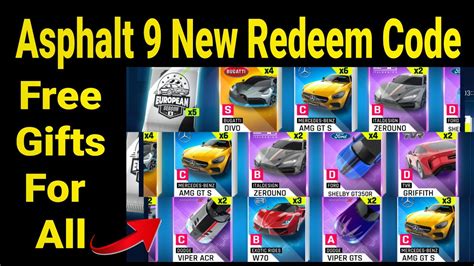 asphalt 9 redeem codes list free