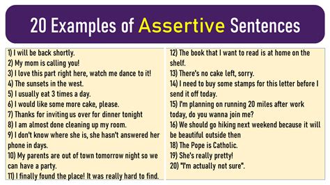 assertive sentence examples in english