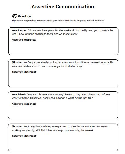 assertive sentence worksheet with answers pdf