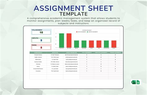 Assignment Spreadsheet Template