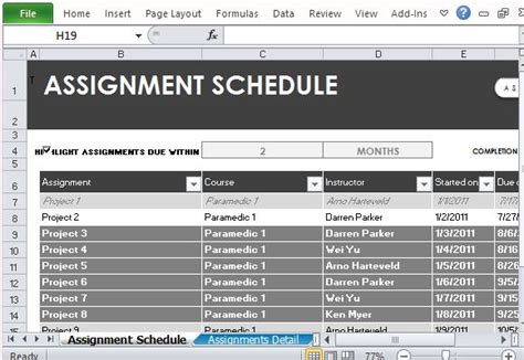 assignment tracker excel template