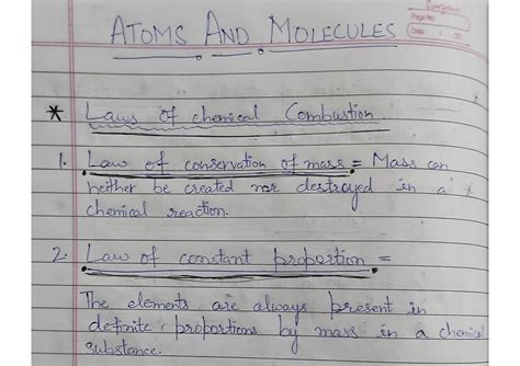 atom and molecules class 9 notes pdf